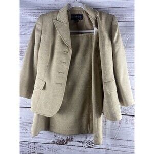 EVAN PICONE 2 Piece Skirt Suit  Women’s Size 4P Gold Lined Blazer Jacket